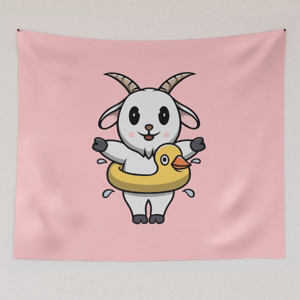 Item preview, Cute goat with duck floater illustration designed and sold by cubbone.