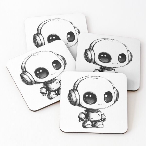 Item preview, Cute Little Robot Black and White Design for T-Shirts and Canvas designed and sold by byaz3.