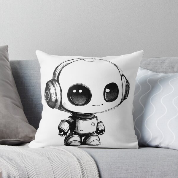 Item preview, Cute Little Robot Black and White Design for T-Shirts and Canvas designed and sold by byaz3.