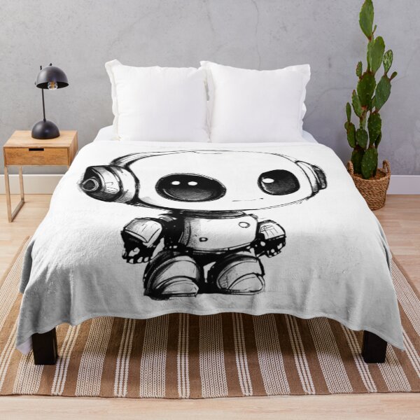 Item preview, Cute Little Robot Black and White Design for T-Shirts and Canvas designed and sold by byaz3.