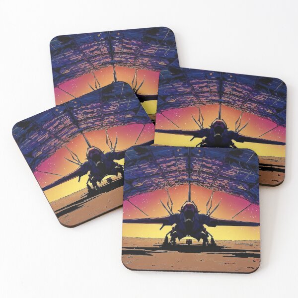 Item preview, Retro anime colorful spaceship on desert planet in hangar scenery designed and sold by TomFrontierArt.