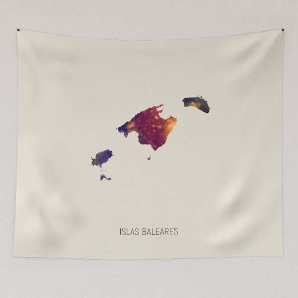 Item preview, Islas Baleares Watercolor Map designed and sold by ArtPrints.