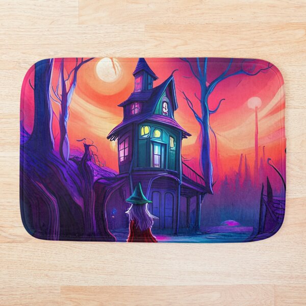 Artikelvorschau, Spukhaus und Halloween-Hexe in der Nacht entworfen und verkauft von WitchyWare.