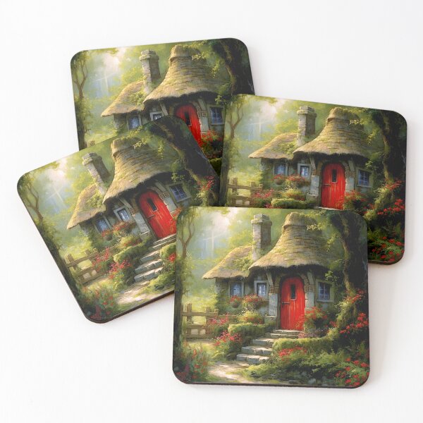 Item preview, Red door fantasy elven cottage 2 designed and sold by Red Witch Art.