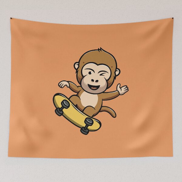 Item preview, Baby Monkey Playing Skateboard designed and sold by cubbone.