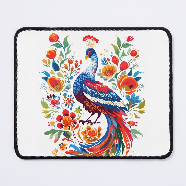 Item preview, Folklore floral Peacock Kalocsa designed and sold by EmeraldeaArt.