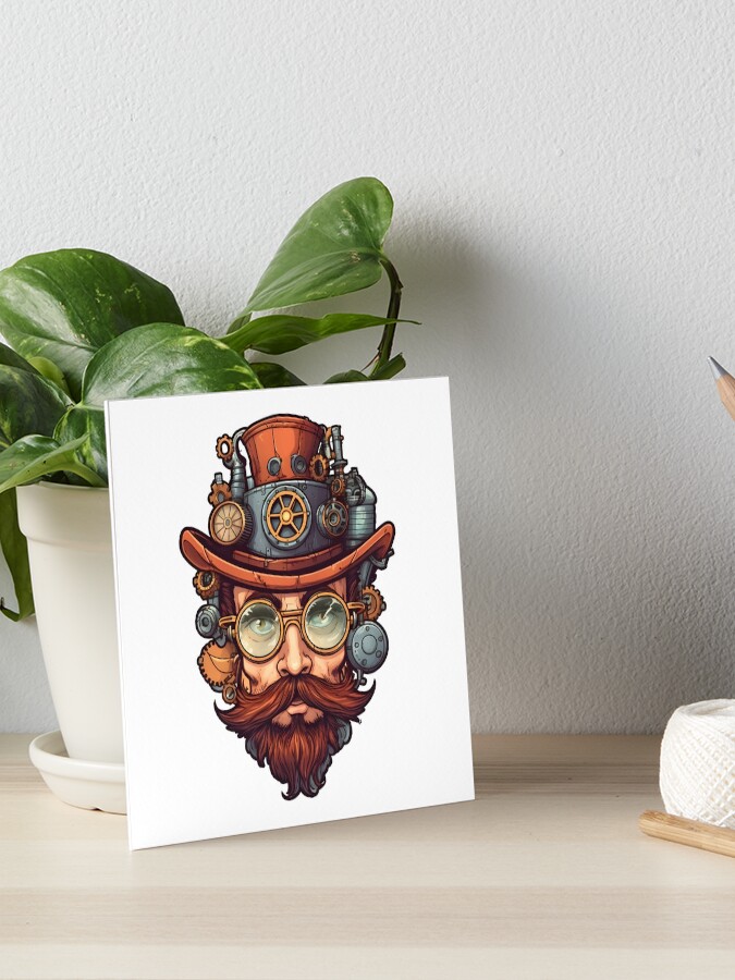 Steampunk Pin Badge Brooch Gentleman's Tash Chaphop Flying