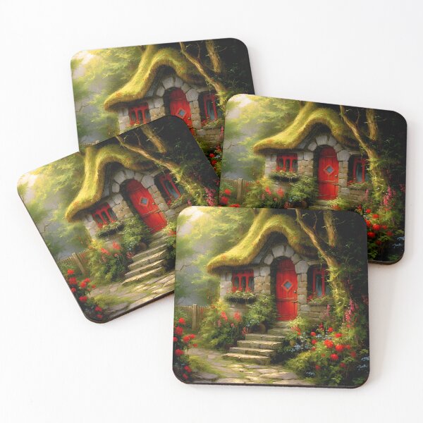 Item preview, Red door fantasy elven cottage 3 designed and sold by Red Witch Art.