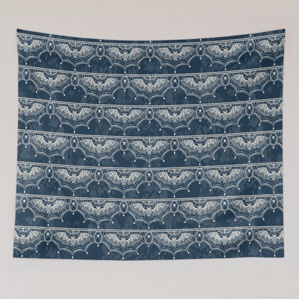Item preview, Bat Lace Trim - Crow Blue designed and sold by appleyards.