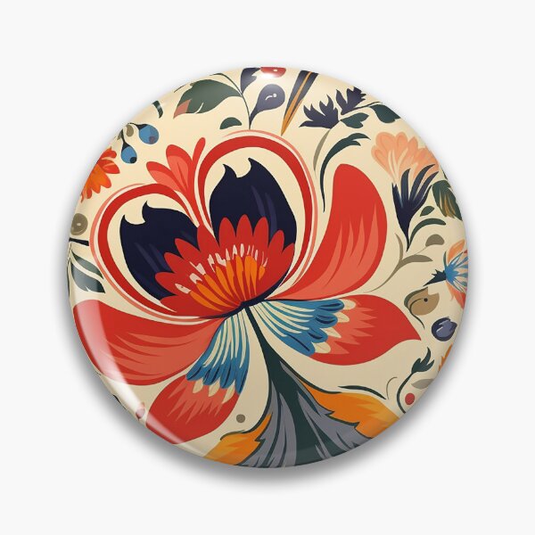 Item preview, Folklore and Folktale inspired motifs, Kalocsa, red-blue hues, floral, Hungarian designed and sold by EmeraldeaArt.