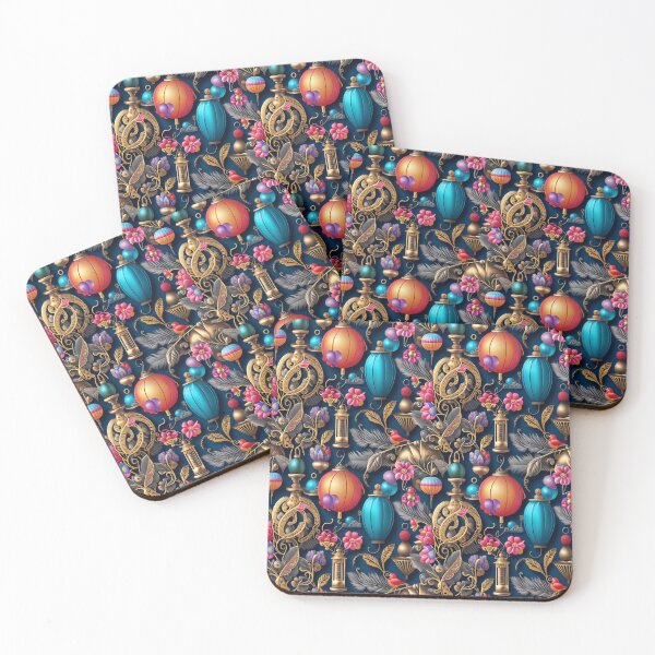 Item preview,  balloon, feathers and flowers repeating pattern designed and sold by kiyaansh16.