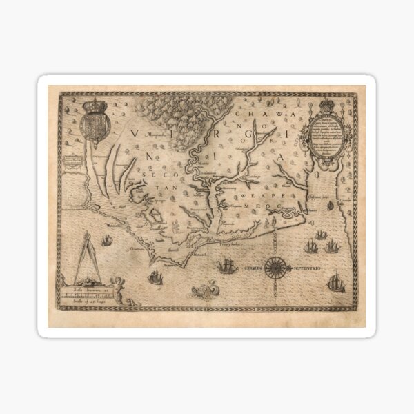 Vista previa del artículo con la obra «Colonia estadounidense de Virginia, mapa de 1590 (C001/3535)», diseñado y vendido por SciencePhoto.
