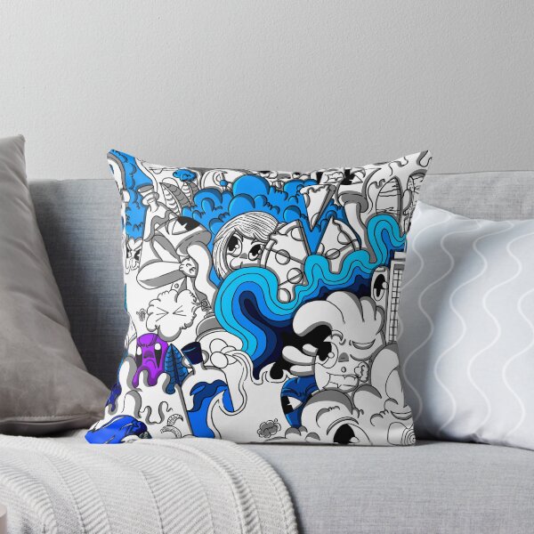 Item preview, Doodle en blanco y negro con un toque de azul designed and sold by Clayden.