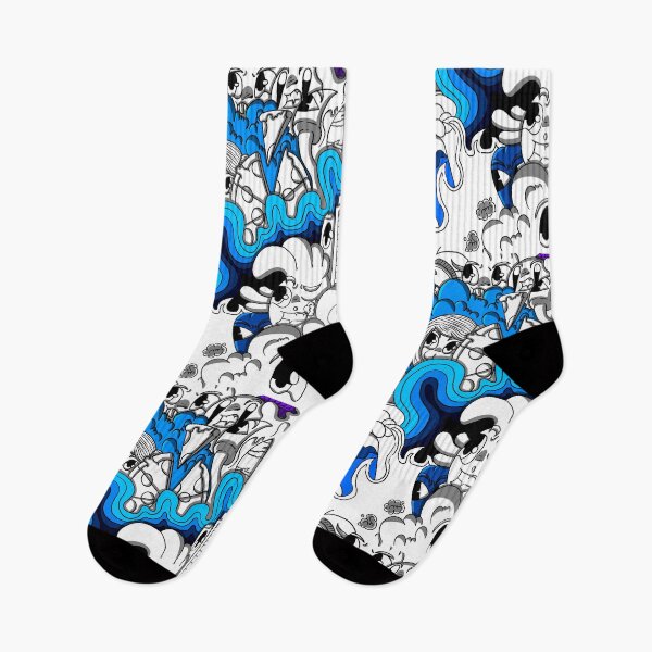 Item preview, Black & White Doodle with a Splash of Blue designed and sold by Clayden.