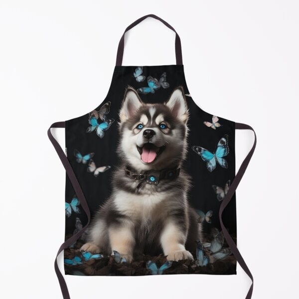 Item preview, Husky with blue eyes watches butterflies designed and sold by ViktorSilni.
