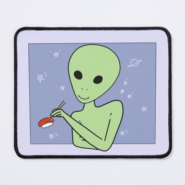Item preview, Alien Eating Sushi Meme Funny UFO ET Anime Logo designed and sold by Marinaaa010.