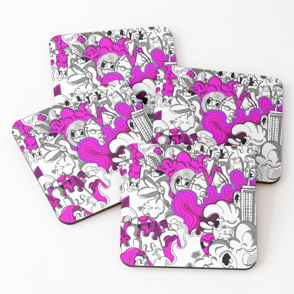 Item preview, Black & White Doodle in Pink designed and sold by Clayden.