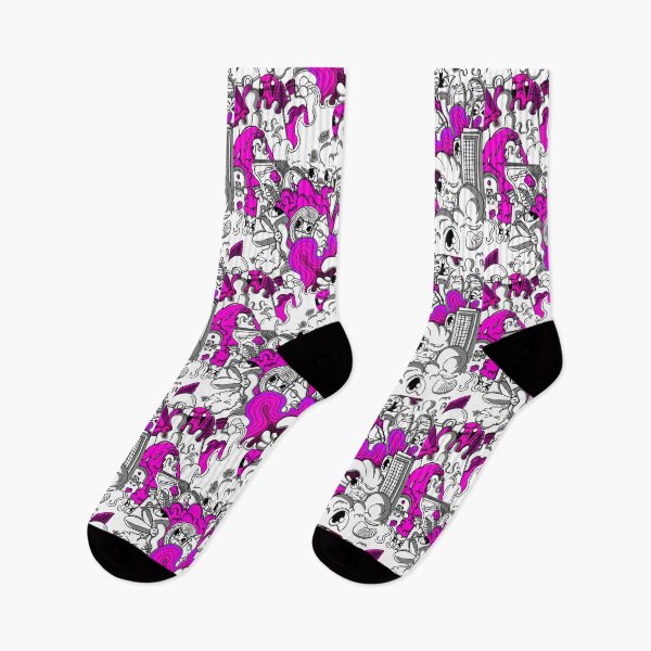 Item preview, Black & White Doodle in Pink designed and sold by Clayden.
