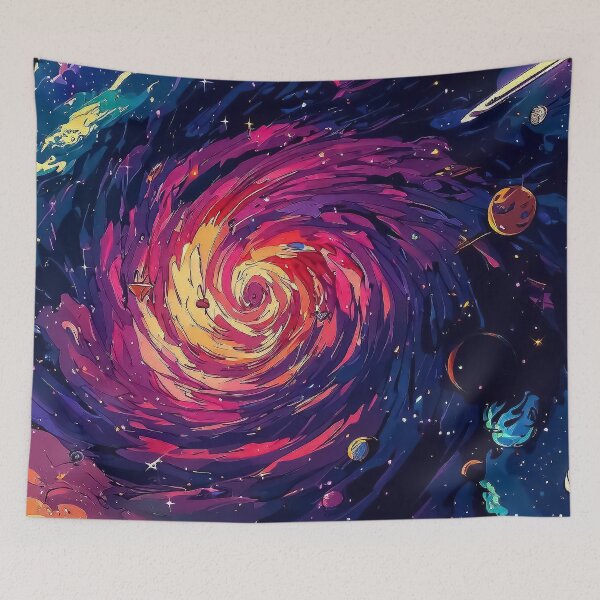 Item preview, Colorful anime retro stars space planets galaxy seamless pattern  designed and sold by TomFrontierArt.
