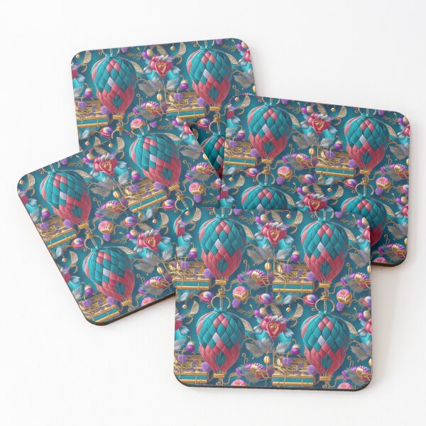 Item preview, balloon, feathers and flowers repeating pattern designed and sold by kiyaansh16.