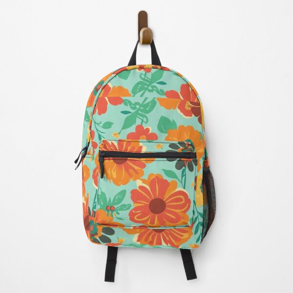 Item preview, Retro Floral Design Orange Turquoise designed and sold by PodXDesigns.