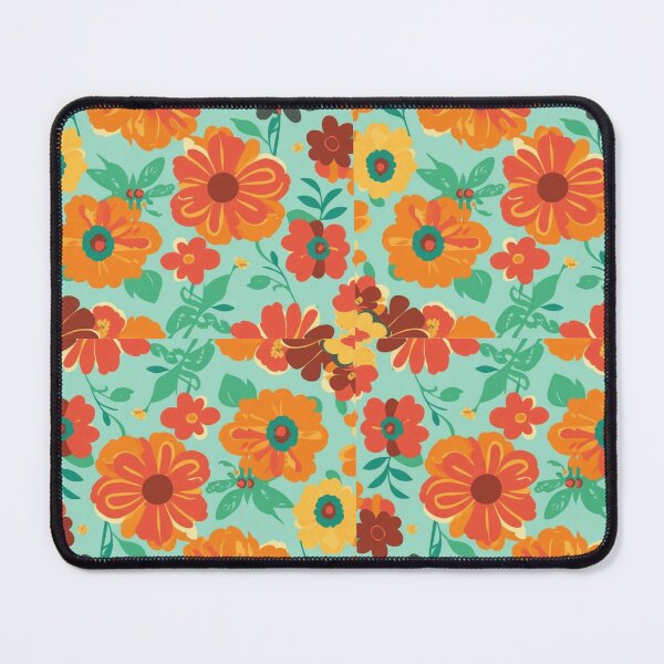 Artikelvorschau, Retro Blumenmuster Orange Türkis entworfen und verkauft von PodXDesigns.