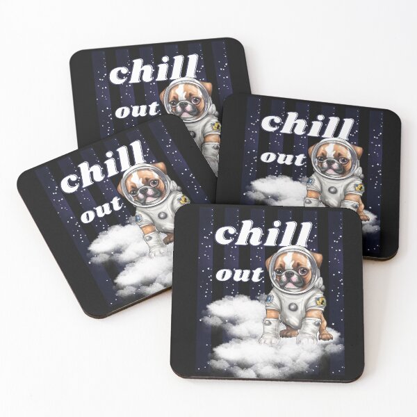 Item preview, Chill Out - Boxer Astronaut, rest and relaxation. Relax and calm. Calm down, chill out. Funny Spacedog designed and sold by PupilLove.