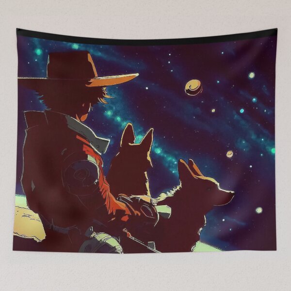 Item preview, Resting Cowboy and his two corgi dogs during space travel on the planet designed and sold by TomFrontierArt.