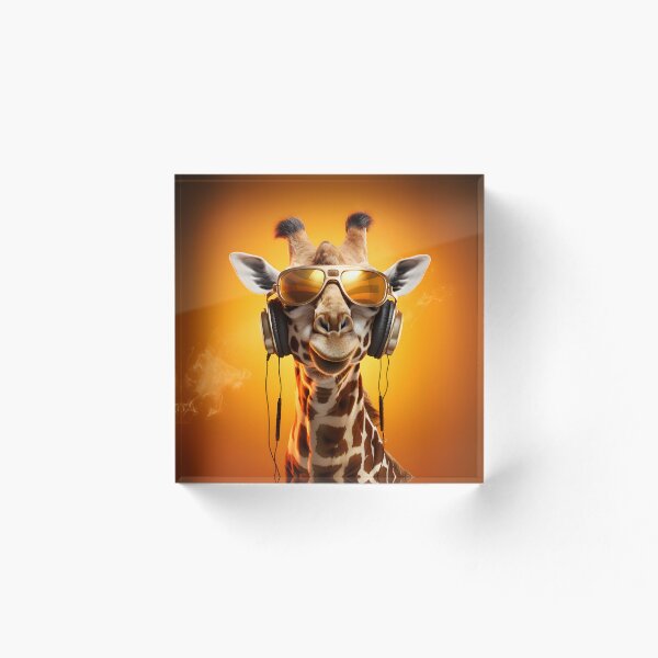 Aperçu de l'œuvre Hip Hop Giraffe avec des lunettes de soleil et des écouteurs créée et vendue par DaliusD.