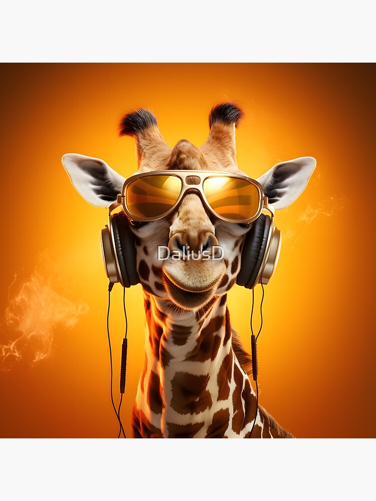 Hip Hop Giraffe with sunglasses and headphones Poster