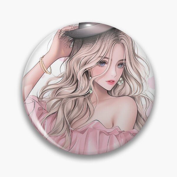 Item preview, Girl in pink romantic illustration, lineart designed and sold by EmeraldeaArt.