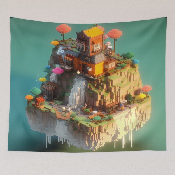Item preview, Isometric 3D China Mountain Temple Illustration Design designed and sold by Neo-Night.