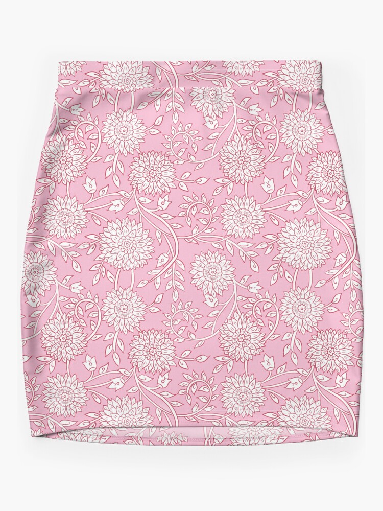 Pink and white flowers indian print | Mini Skirt
