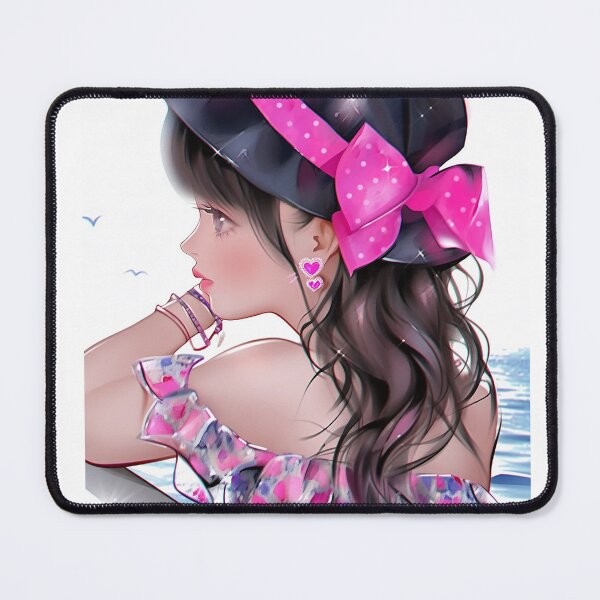 Item preview, Girl by the sea, romantic illustration, pink purple, lineart designed and sold by EmeraldeaArt.