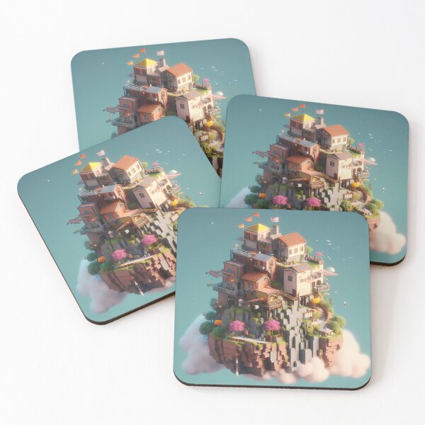 Item preview, Imaginary Isometric 3D City In The Air Ghibli Studio Illustration Design designed and sold by Neo-Night.