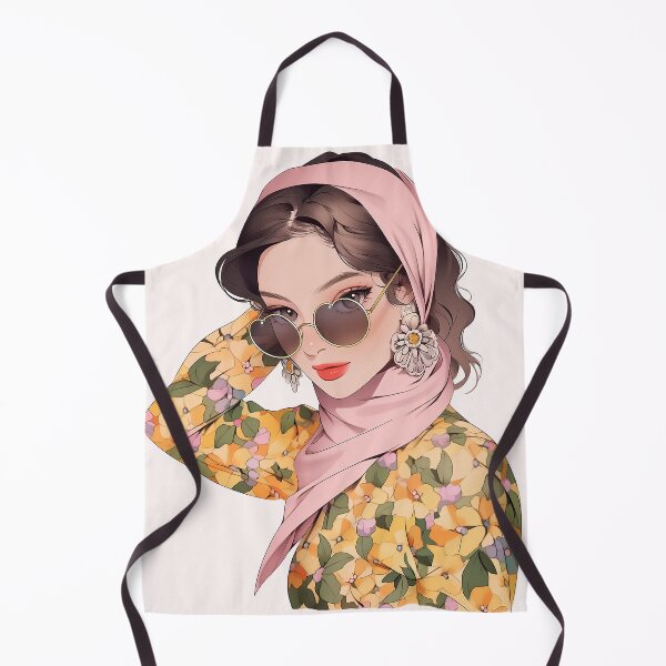 Item preview, Girl with scarf in the hair, romantic illustration, floral, orange colors, lineart designed and sold by EmeraldeaArt.