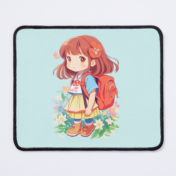 Item preview, a Japanese kindergarten girl going to school (wearing a cute backpack, style cartoon) designed and sold by Prerapatra.