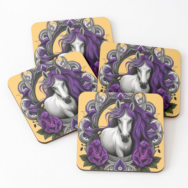 Item preview, Horse Surrounded By Purple Violet Flowers New Jersey State Tattoo Art designed and sold by taiche.