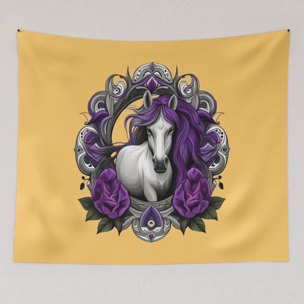 Item preview, Horse Surrounded By Purple Violet Flowers New Jersey State Tattoo Art designed and sold by taiche.