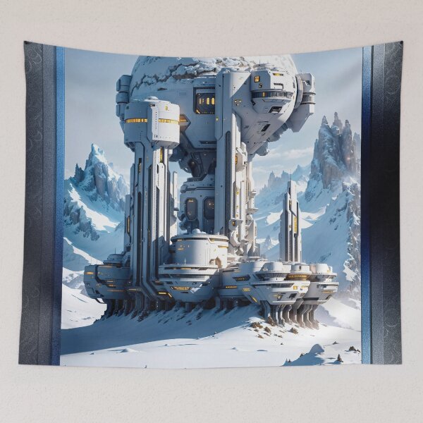 Item preview, Deep Space Outpost On The Snow Planet Exzeter Science Fiction AI Concept Art by Xzendor7 designed and sold by Xzendor7 Digital Art Creations.