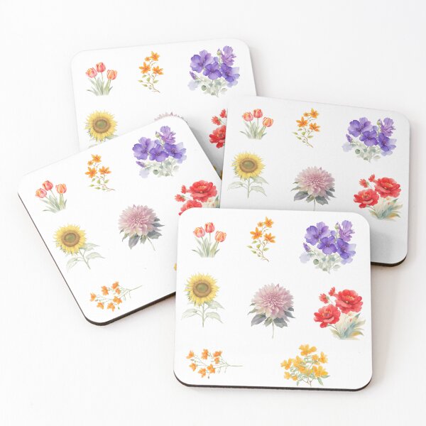 Item preview, different flowers set - watercolour painting designed and sold by Cuddleblossom.