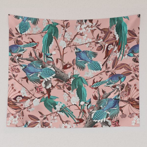 Item preview, Floral and Birds Pink designed and sold by Burcu Korkmazyurek.