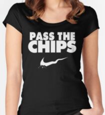 Pass the Chips - Nike Parody (White) Women's Fitted Scoop T-Shirt