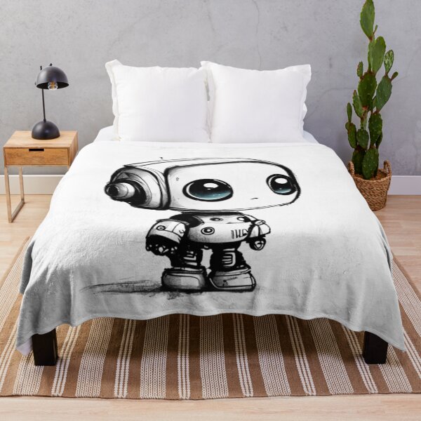 Item preview, Adorable Little Robot: A Black and White Sketch designed and sold by byaz3.