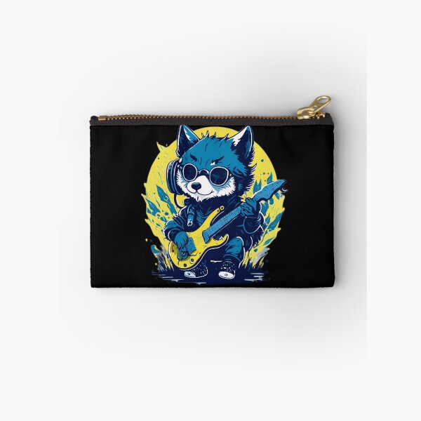 Item preview, a cute and quirky baby wolf (playing electric guitar, wearing a sun glass and headphone) designed and sold by Prerapatra.