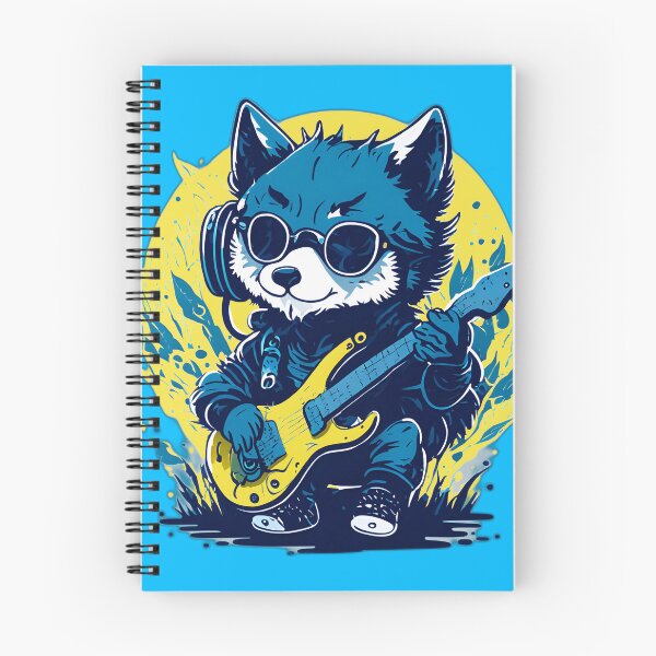 Item preview, a cute and quirky baby wolf (playing electric guitar, wearing a sun glass and headphone) designed and sold by Prerapatra.