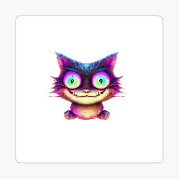 Cheshire cat with psychedelic color Sticker