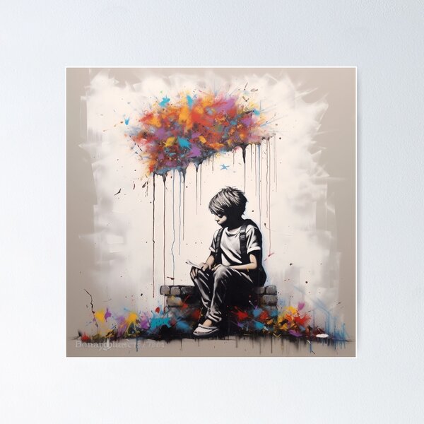 Banksy-Inspired Abstract Art: Urban Blossom Wall Poster