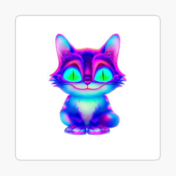 Cheshire cat with psychedelic color Sticker
