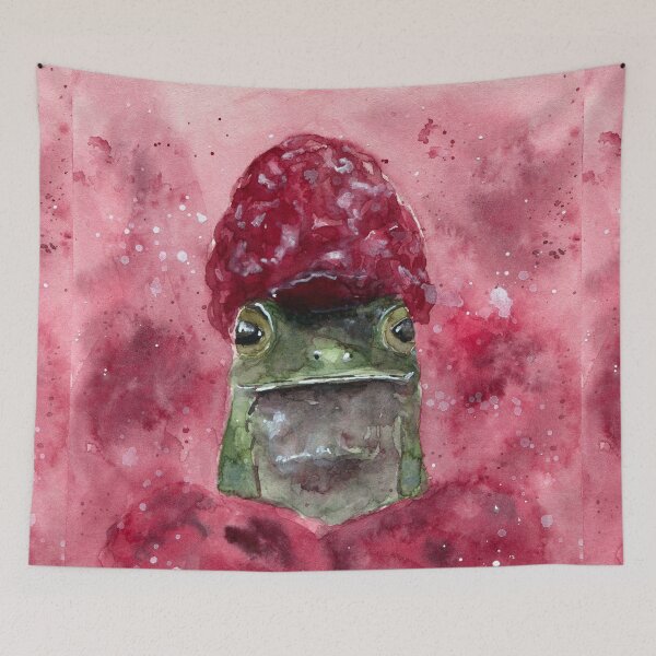 Item preview, Frog Hiding in Raspberries - Watercolor Painting designed and sold by Pattokarts.